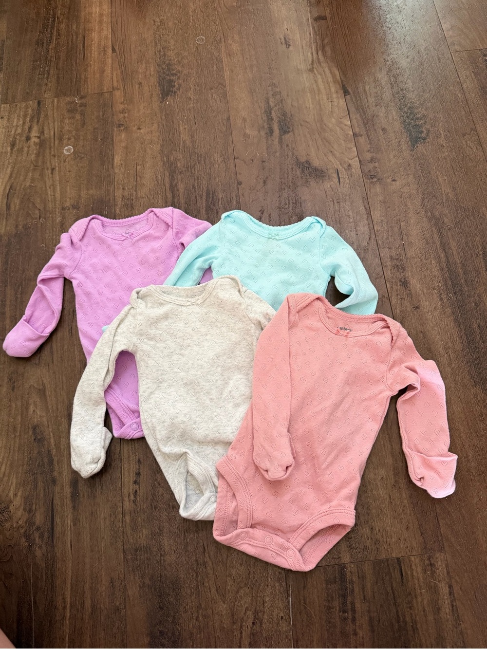 Carter's Long-Sleeve One-Piece Bodysuits - Pink, Purple, Mint, Cream
